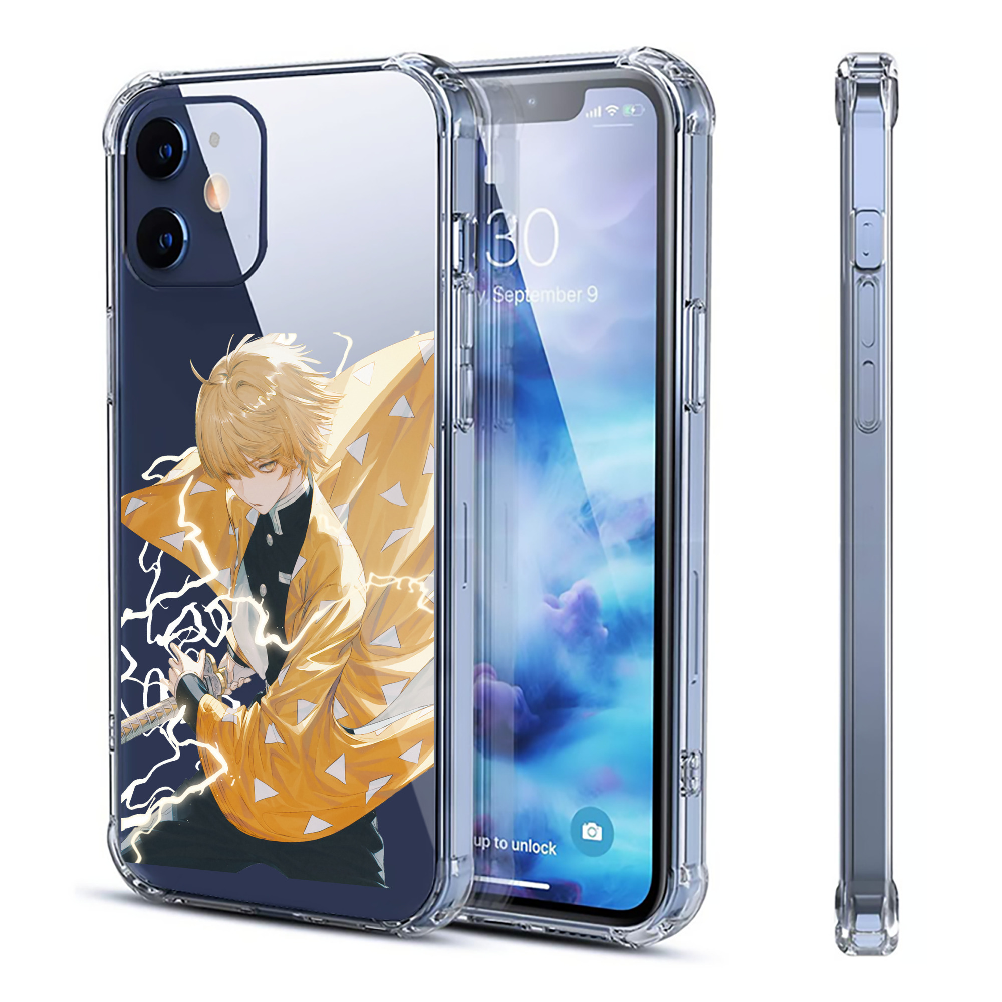 （画像用） 鬼滅の刃（きめつのやいば）我妻 善逸／あがつま ぜんいつ Agatsuma Zenitsu 【iPhone 12シリーズ対応】透明スマホケース（クリアソフトケース）